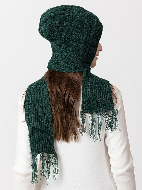 Woolen plain Muffler Cap for Women- Green | AMOLDO