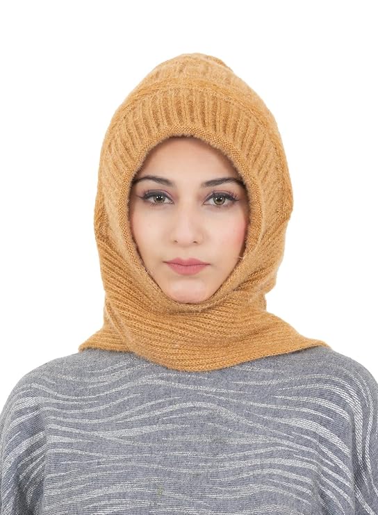 Woolen plain Muffler Cap for Women- Beige | AMOLDO