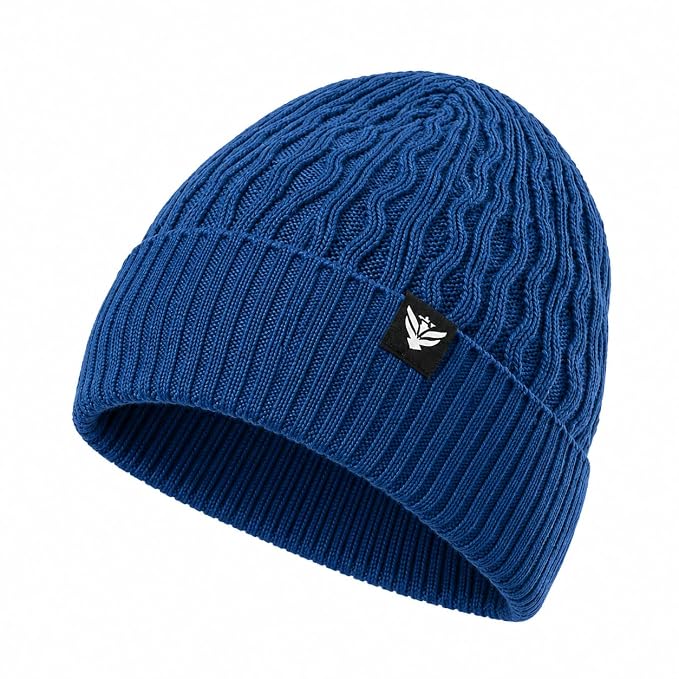 Unisex Woolen Beanie Cap | Warm Winter Hat | Zigzag Design - Airforce