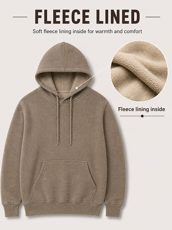 AMOLDO Women's Textured Hoodie | Kangaroo Pocket Full Sleeve Hooded Sweatshirt