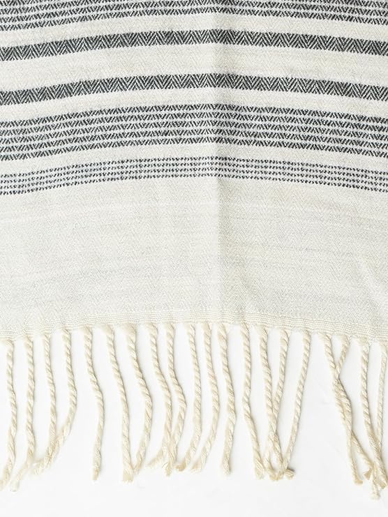 Woolen Stripped Muffler- Cream | Amoldo