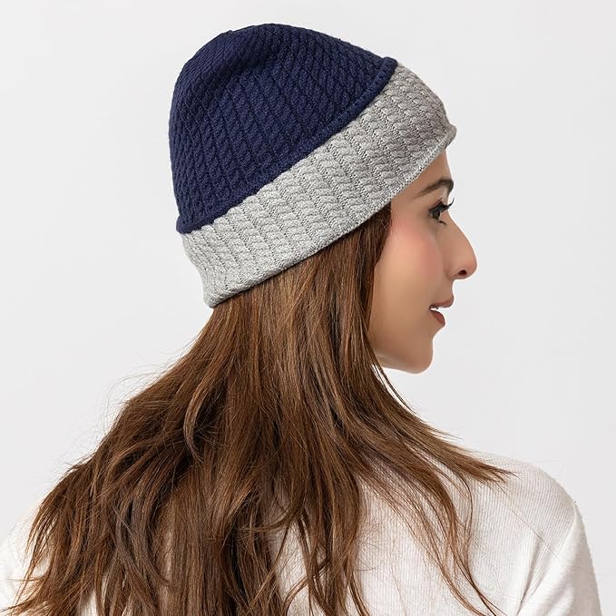 Unisex Woolen Winter Cap | Warm Knit Beanie - Dark Blue
