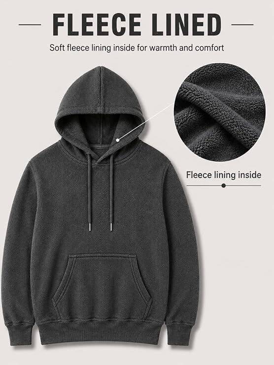 AMOLDO Women's Textured Hoodie | Kangaroo Pocket Full Sleeve Hooded Sweatshirt