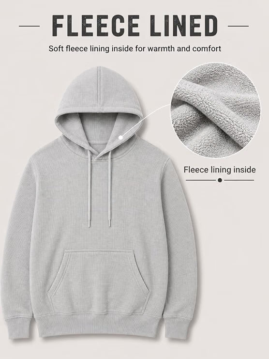 AMOLDO Women's Textured Hoodie | Kangaroo Pocket Full Sleeve Hooded Sweatshirt
