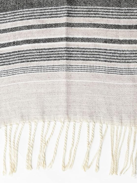 Woolen Stripped Muffler- Beige | Amoldo