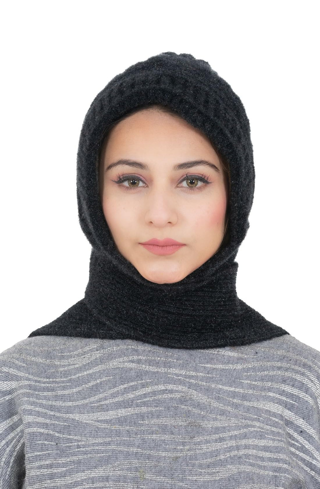 AMOLDO Women's Soft Knit Fur Cap with Muffler and Gloves Combo | Black