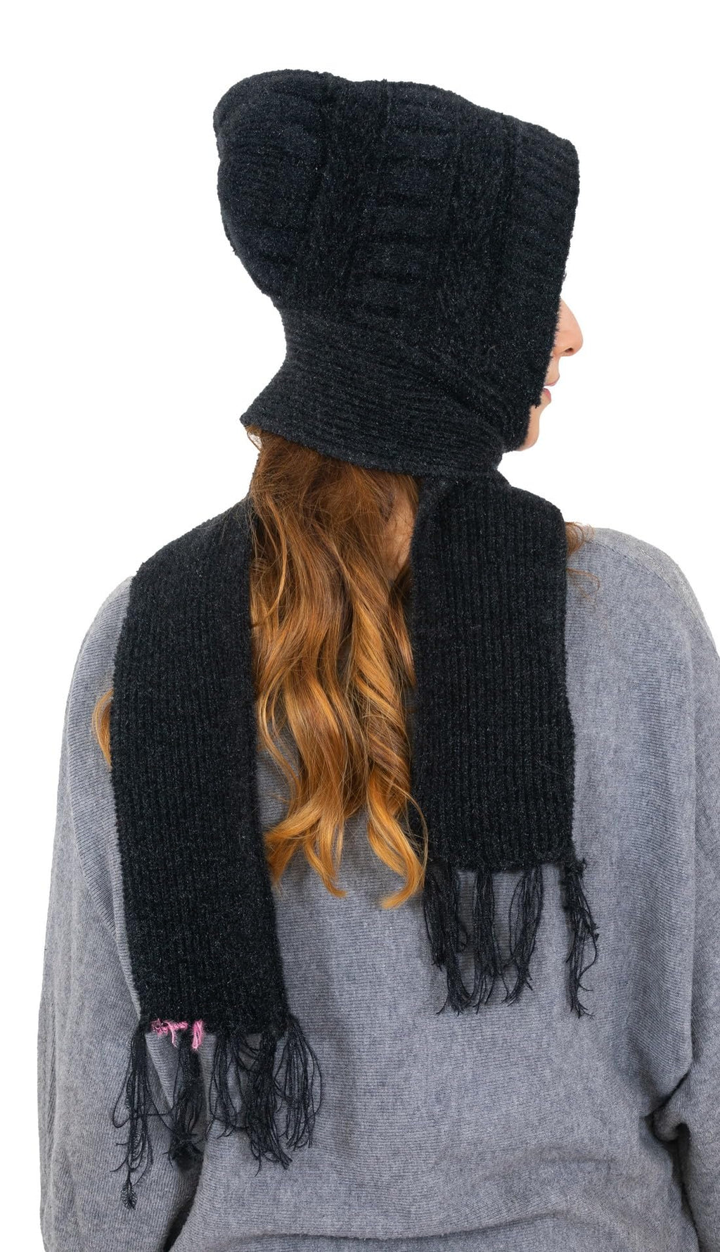 AMOLDO Women's Soft Knit Fur Cap with Muffler and Gloves Combo | Black