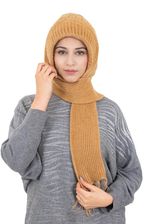 Woolen plain Muffler Cap for Women- Beige | AMOLDO