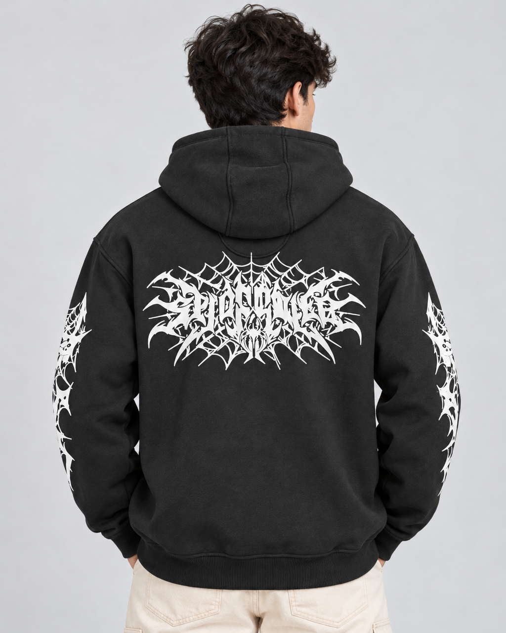 Amoldo Men's Fleece Hoodie with Graphic Print | 400+ GSM Sweatshirt | Black