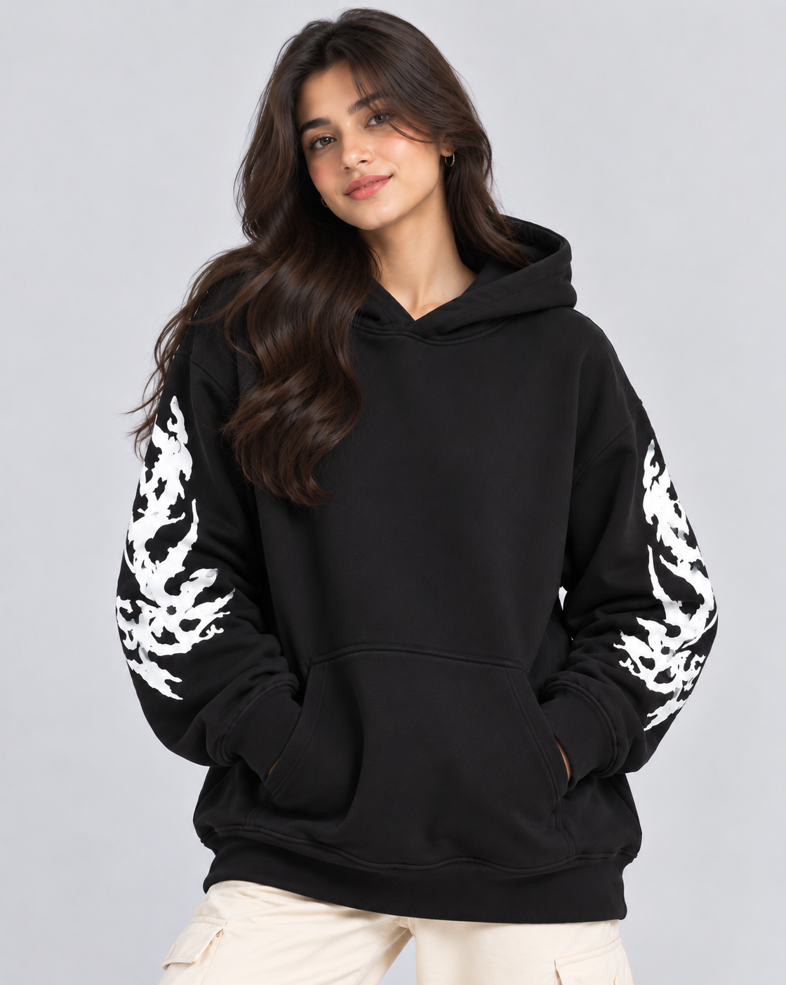 Women's Oversized Hoodie with Graphic Print | 400+GSM | Black