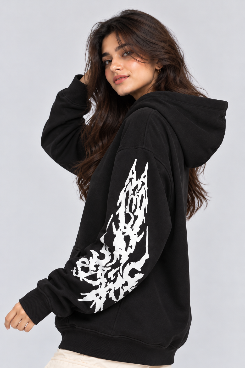 Women's Oversized Hoodie with Graphic Print | 400+GSM | Black