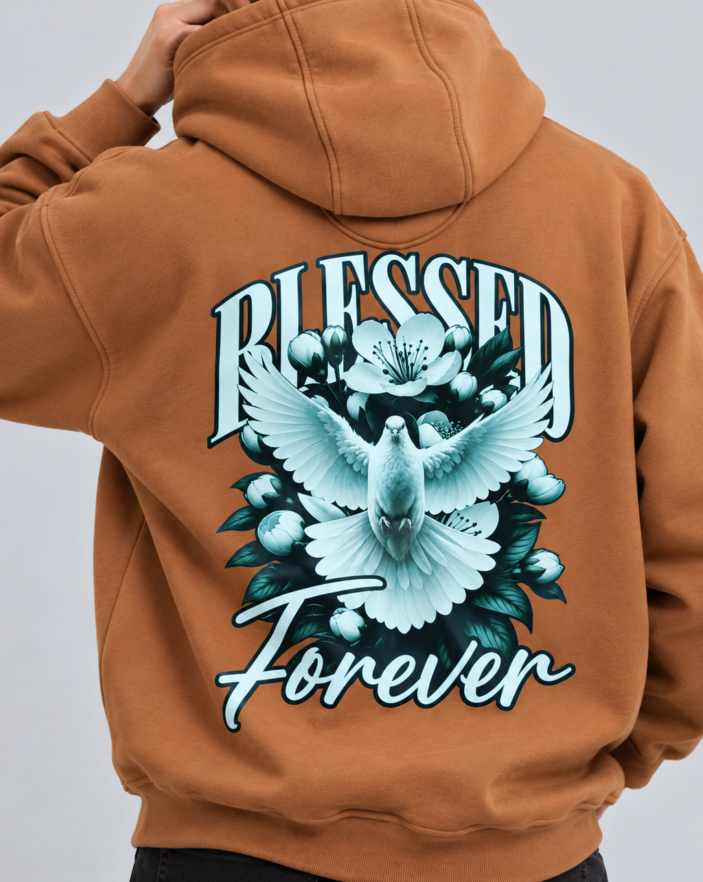 Amoldo Men's Fleece Hoodie with Graphic Print | 400+ GSM Sweatshirt | Brown