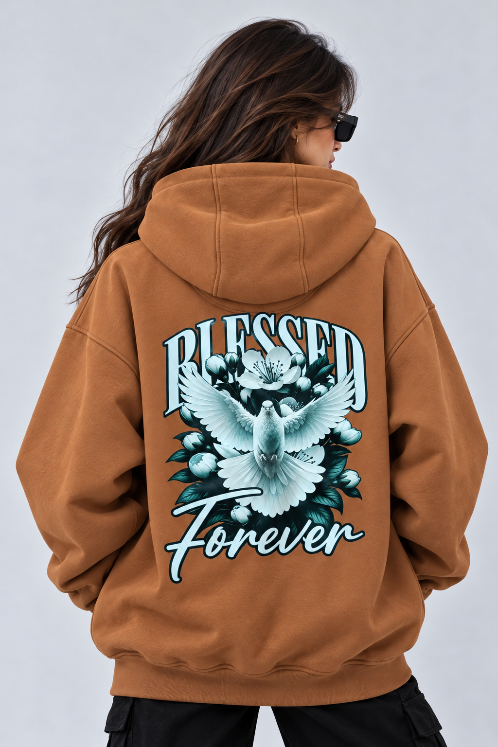 AMOLDO Women's Oversized Fleece Lined Hooded Sweatshirt | 400+ GSM | Brown