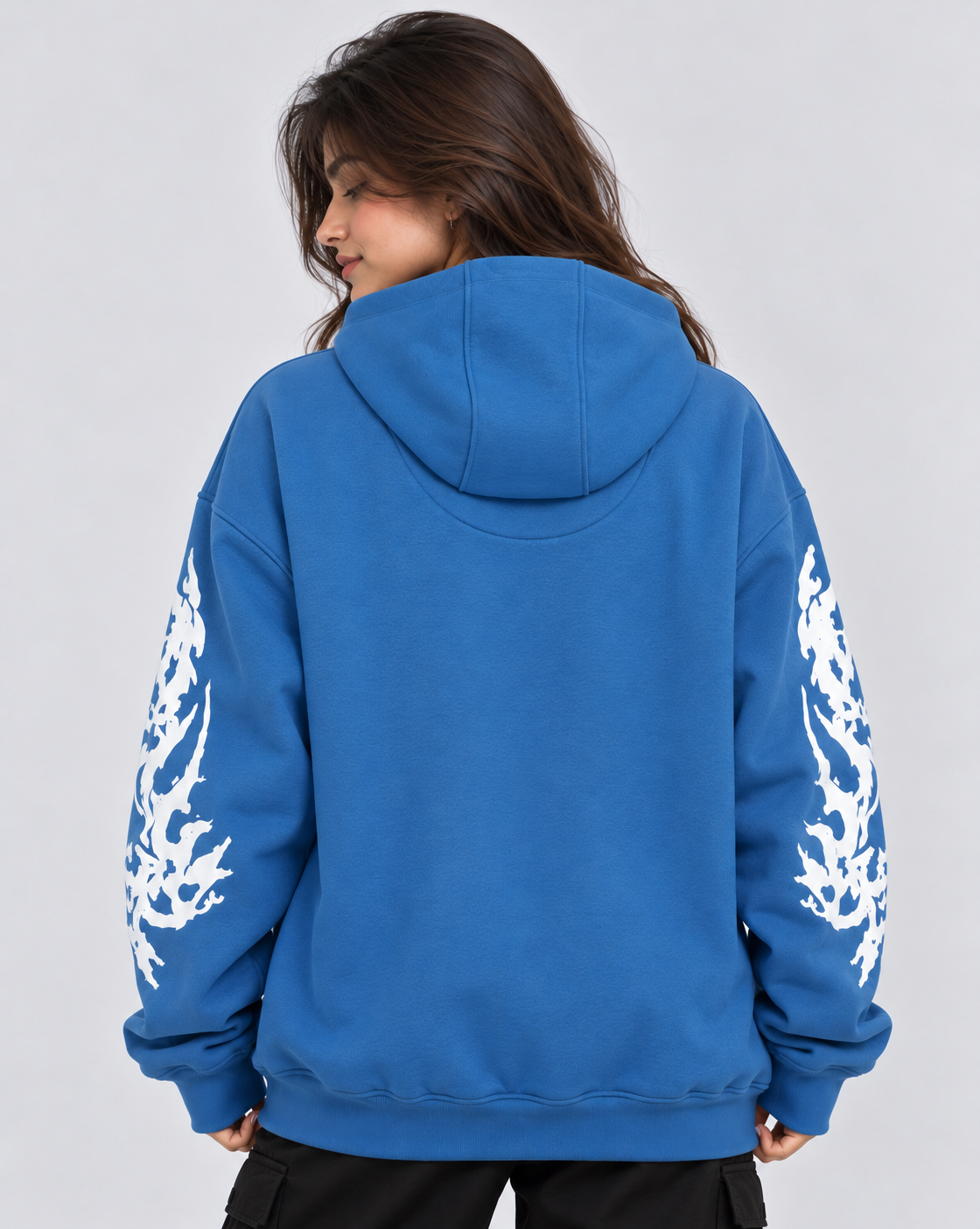 Women's Oversized Hoodie with Graphic Print | 400+GSM | Blue