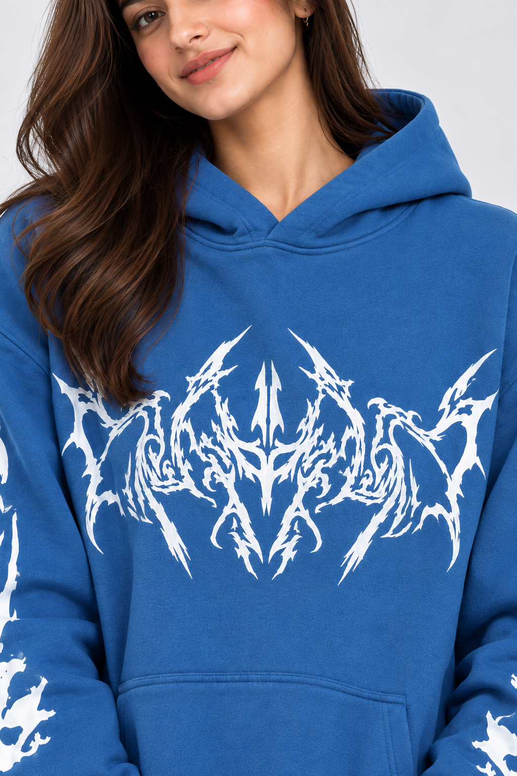 Women's Oversized Hoodie with Graphic Print | 400+GSM | Blue