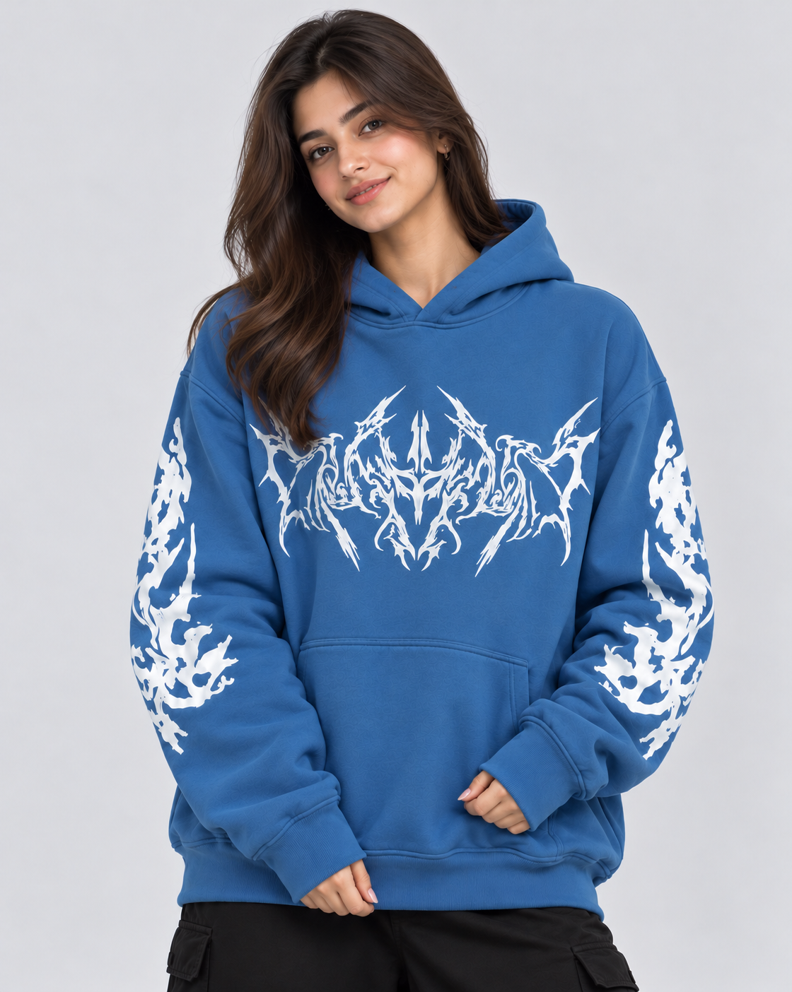 Women's Oversized Hoodie with Graphic Print | 400+GSM | Blue