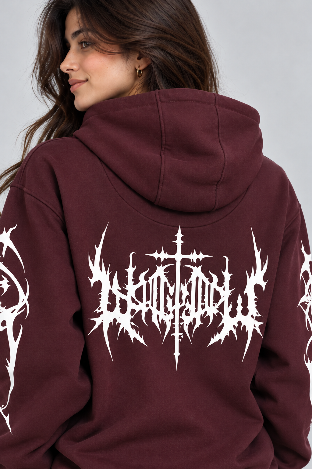 Women's Oversized Hoodie with Graphic Print | 400+GSM | Maroon