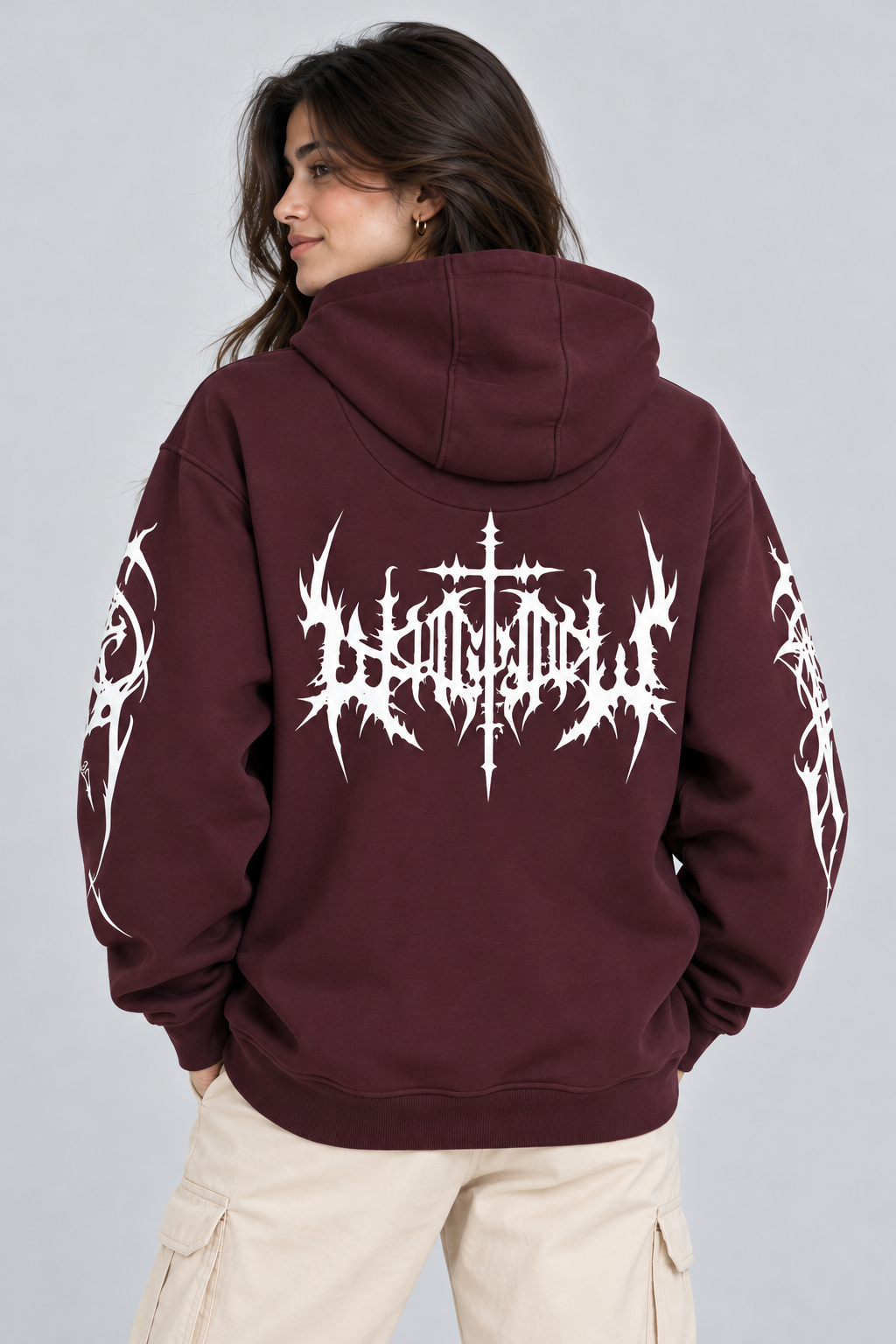 Women's Oversized Hoodie with Graphic Print | 400+GSM | Maroon