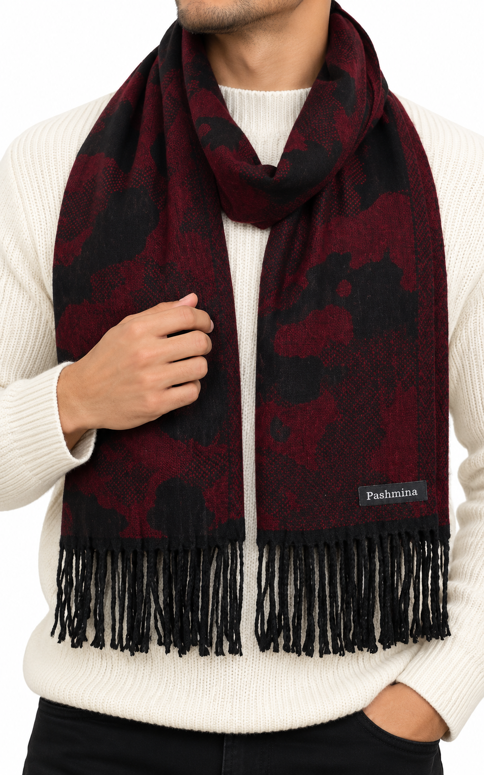 Woolen Winter Muffler - Maroon | Amoldo