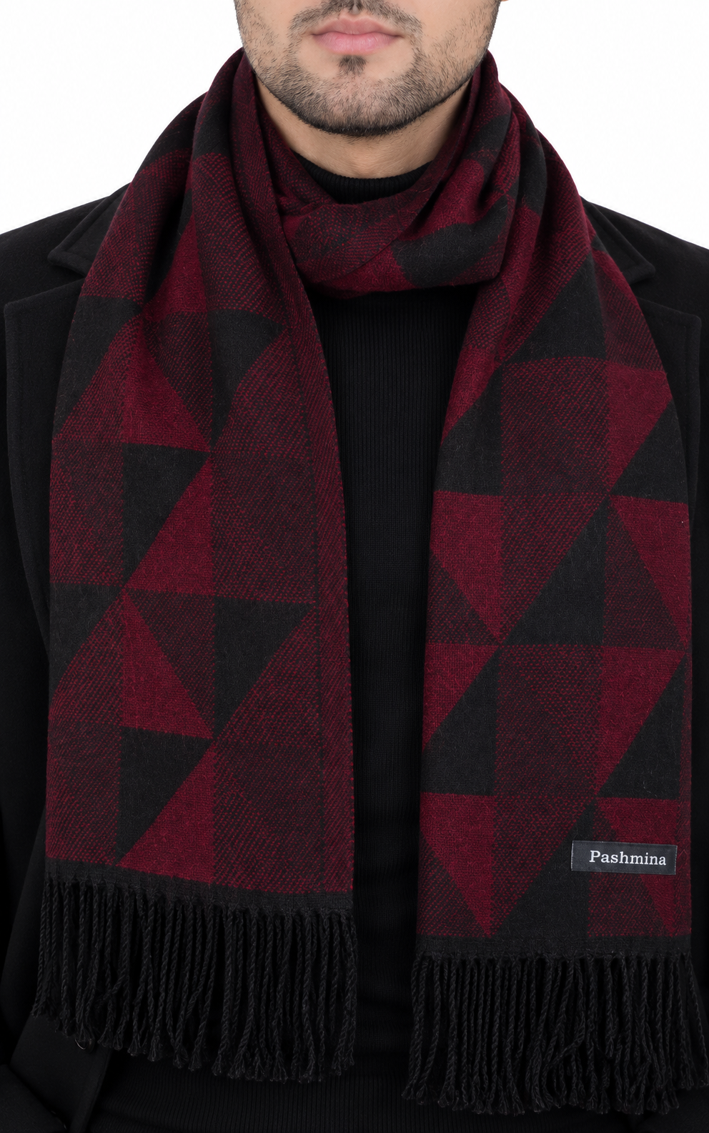 Woolen Geometric Muffler- Maroon | Amoldo