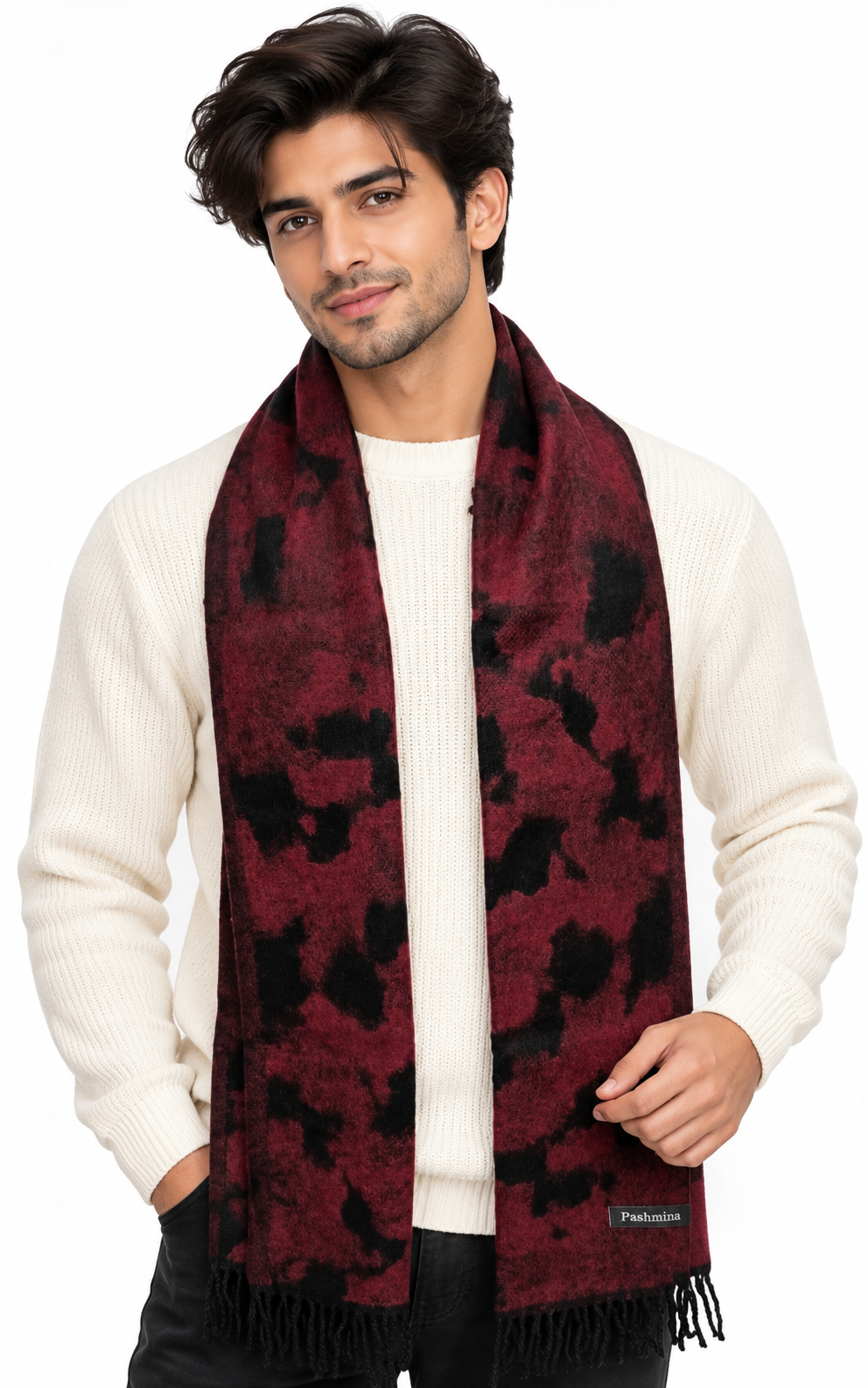 Woolen Winter Muffler - Maroon | Amoldo