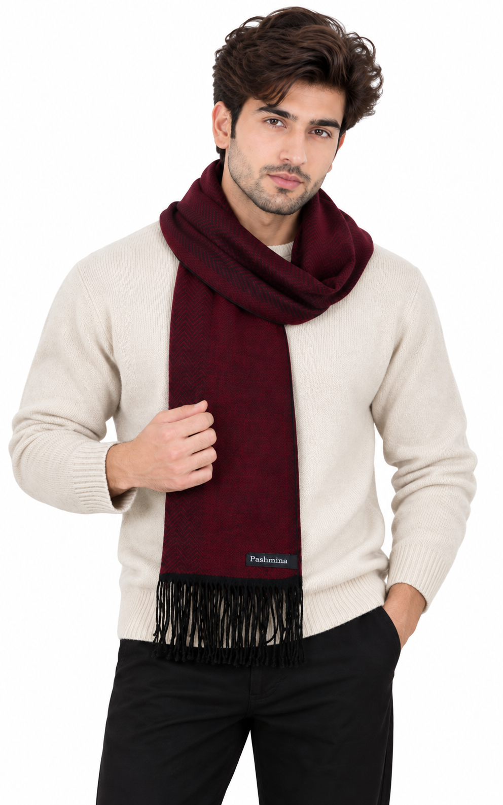 Woolen plain Muffler- Maroon | Amoldo