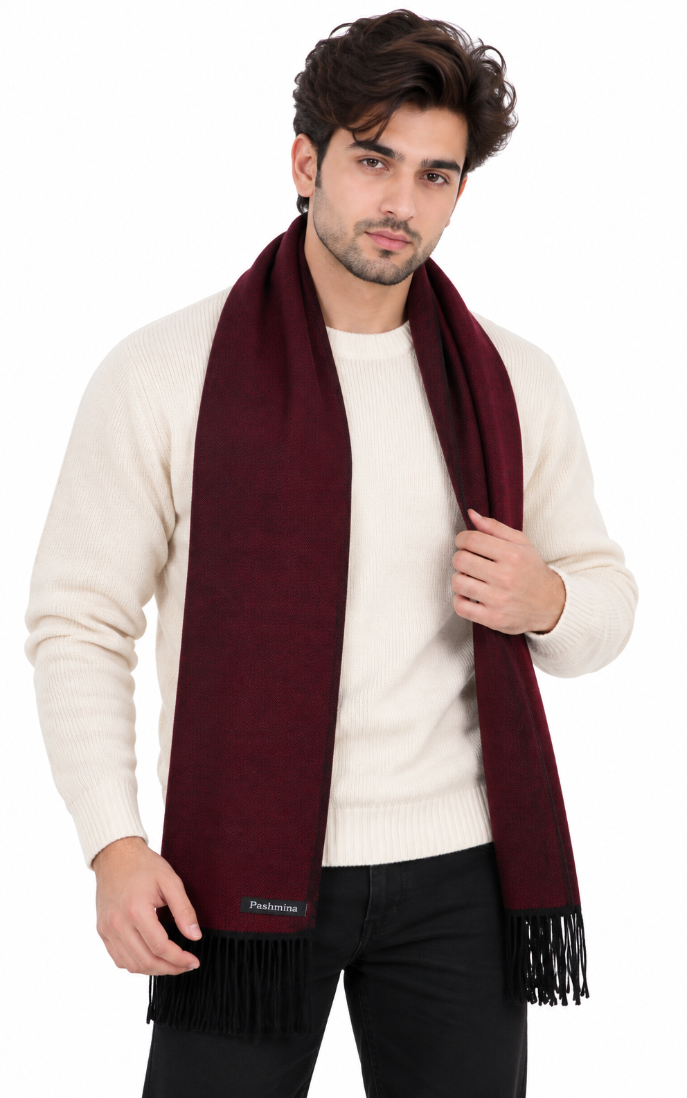 Woolen plain Muffler- Maroon | Amoldo