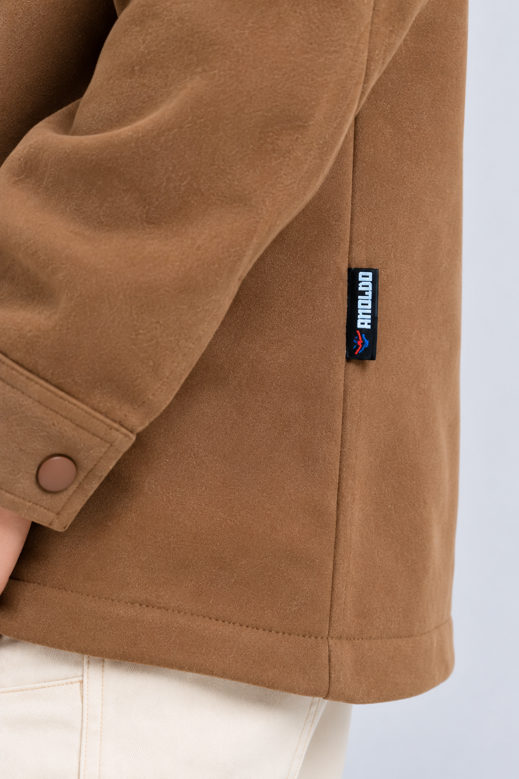 AMOLDO Men's Shacket with Snap Button Closure and Dual Chest Pockets | Velvet Fleece Lined | Brown
