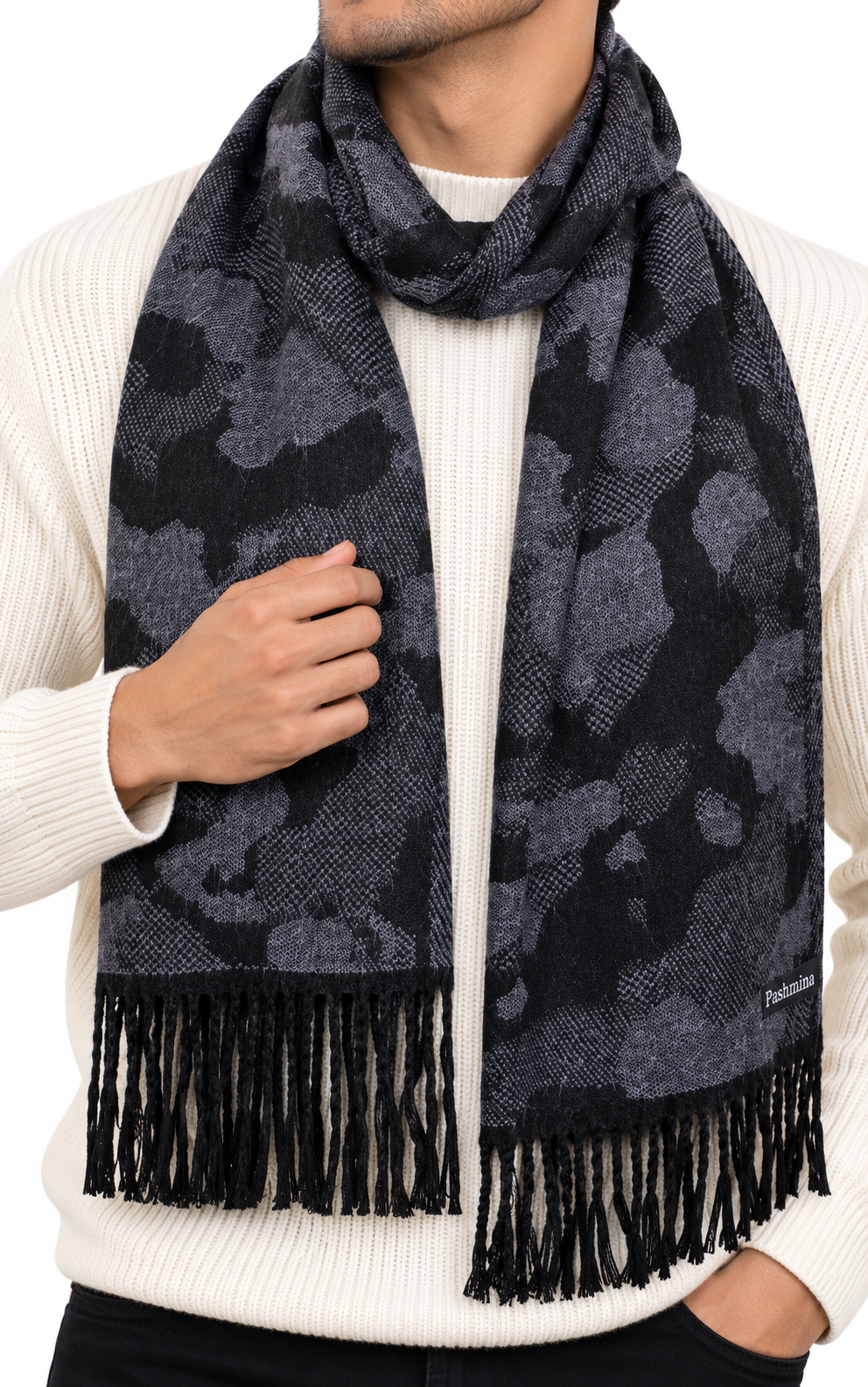 Woolen Winter Muffler - Navy | Amoldo