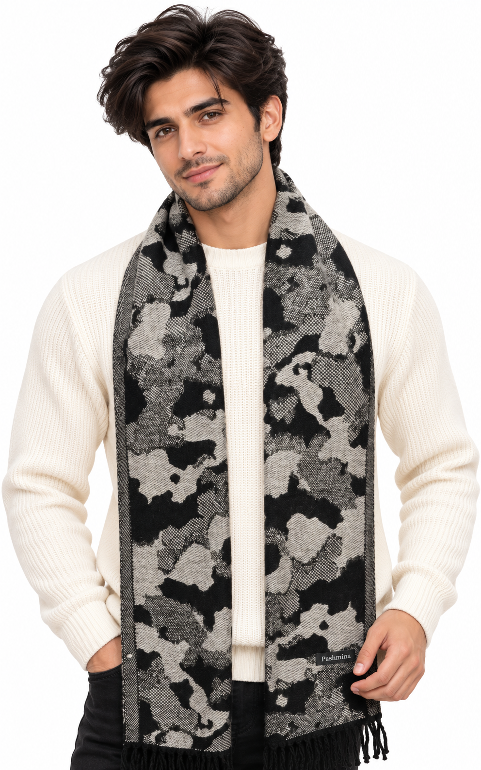 Woolen Winter Muffler - Grey | Amoldo