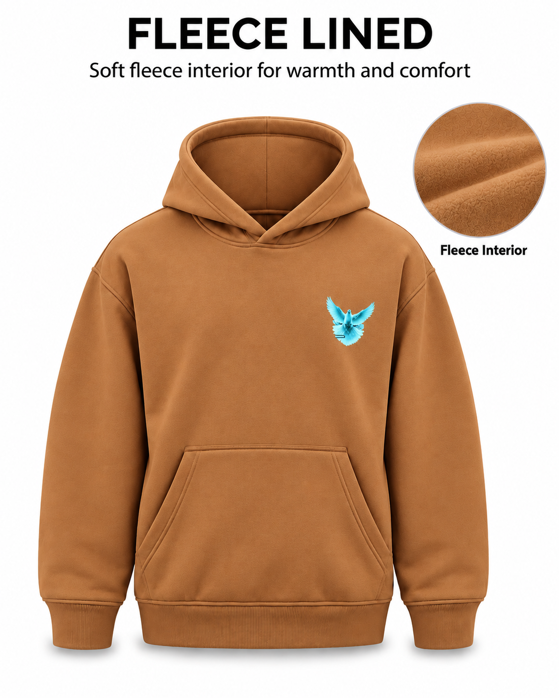 Amoldo Men's Fleece Hoodie with Graphic Print | 400+ GSM Sweatshirt | Brown