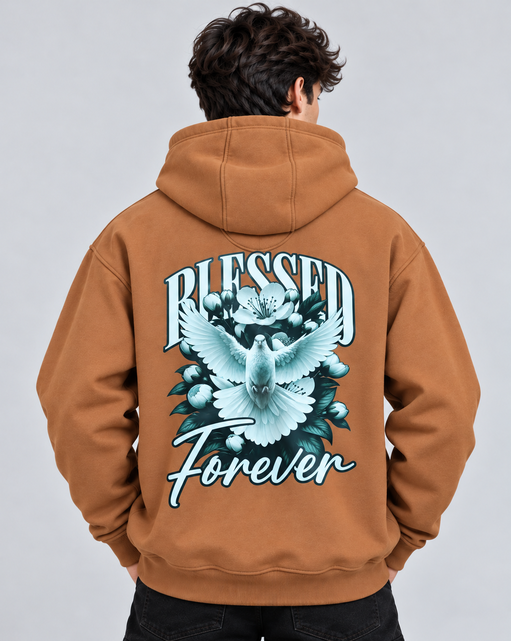 Amoldo Men's Fleece Hoodie with Graphic Print | 400+ GSM Sweatshirt | Brown