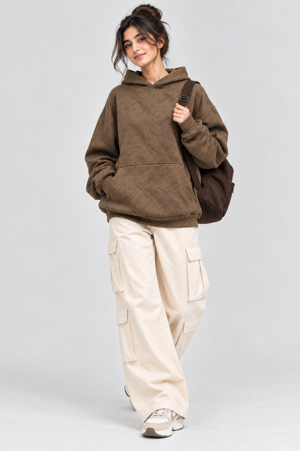 Women's Oversized 400+ GSM Hooded Sweatshirt | Brown