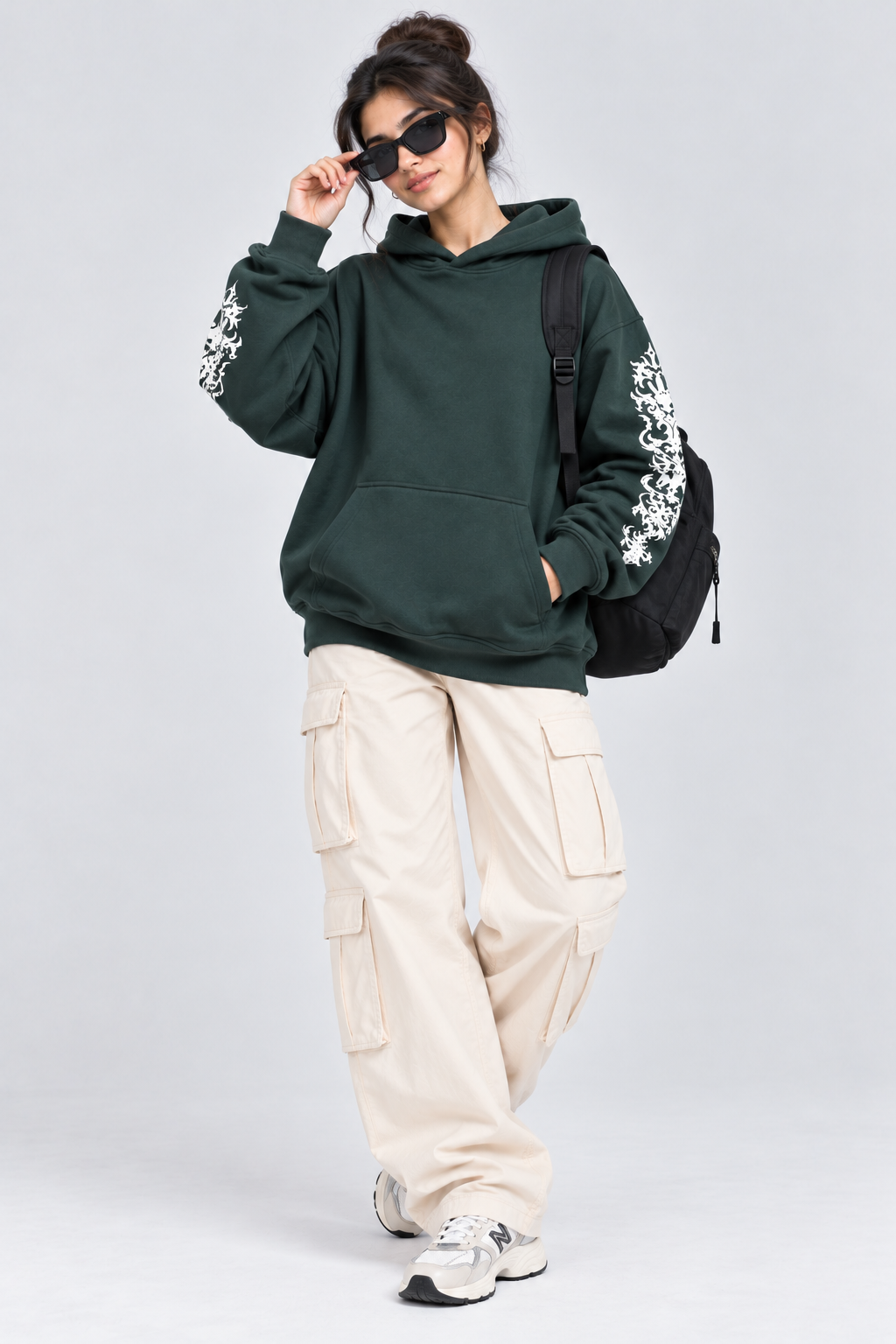 Women's Oversized Hoodie with Graphic Print | 400+GSM | Dark Green