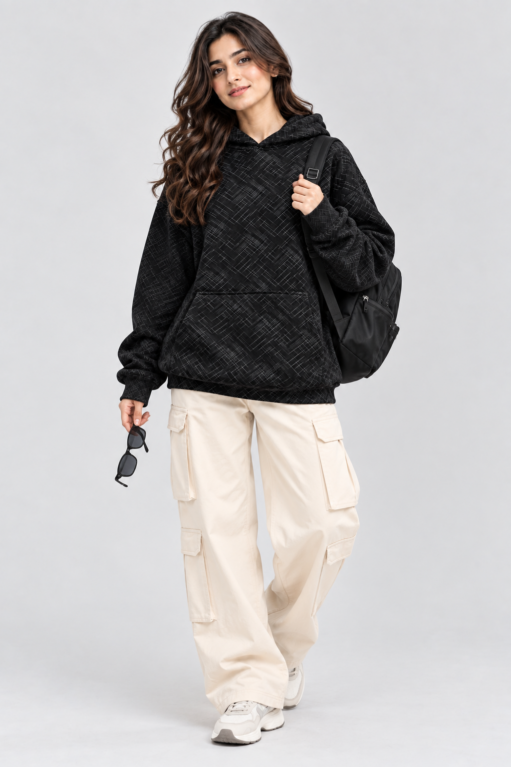 Women's Oversized 400+ GSM Hooded Sweatshirt | Black