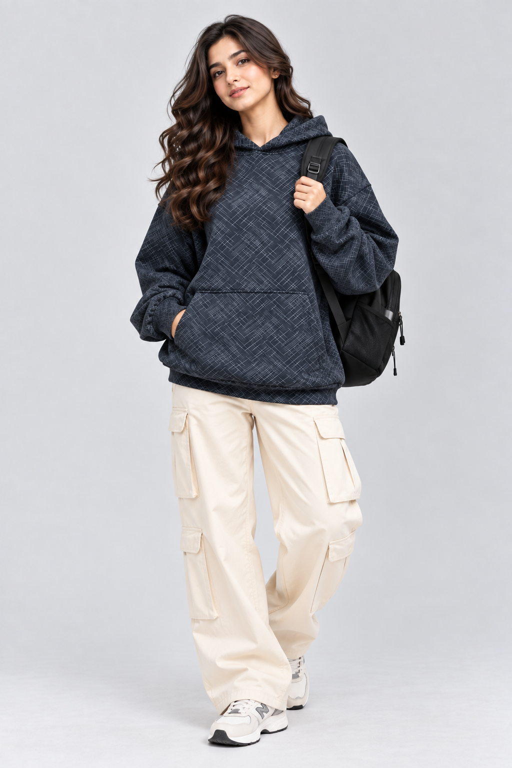 Women's Oversized 400+ GSM Hooded Sweatshirt | Navy