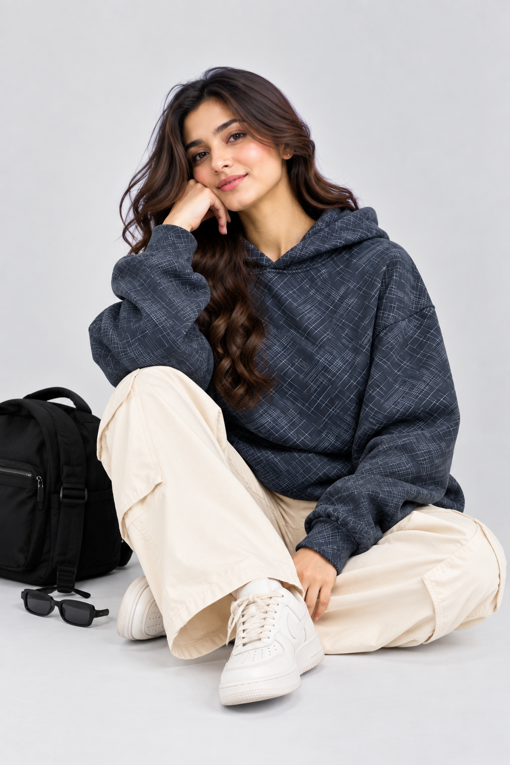 Women's Oversized 400+ GSM Hooded Sweatshirt | Navy