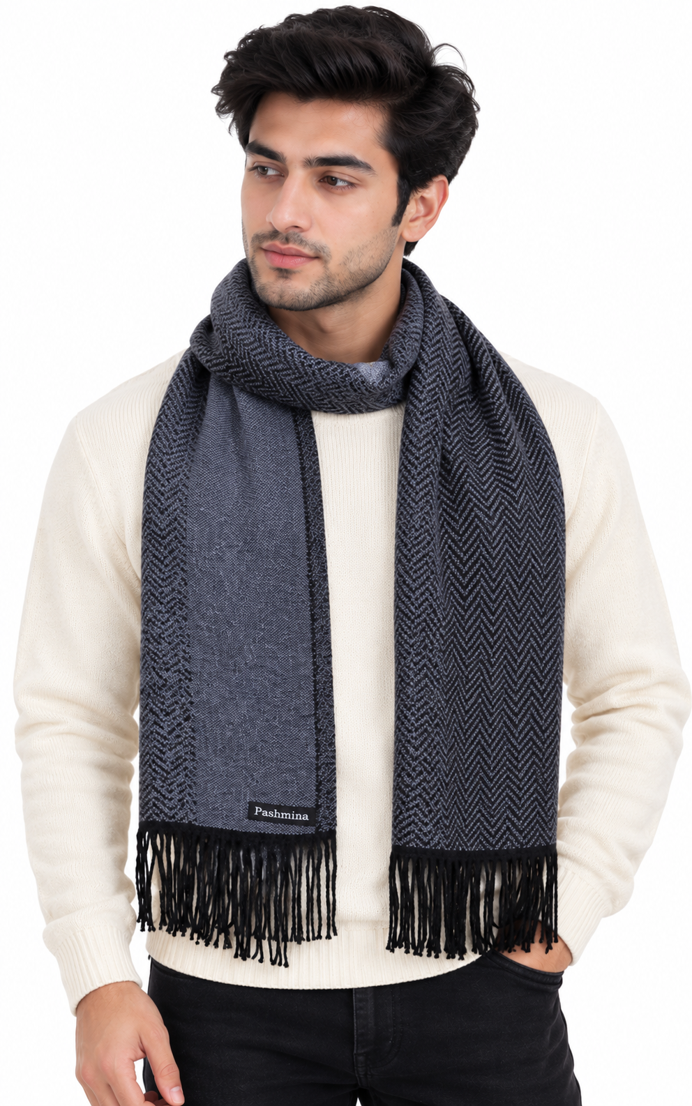 Woolen plain Muffler- Navy | Amoldo