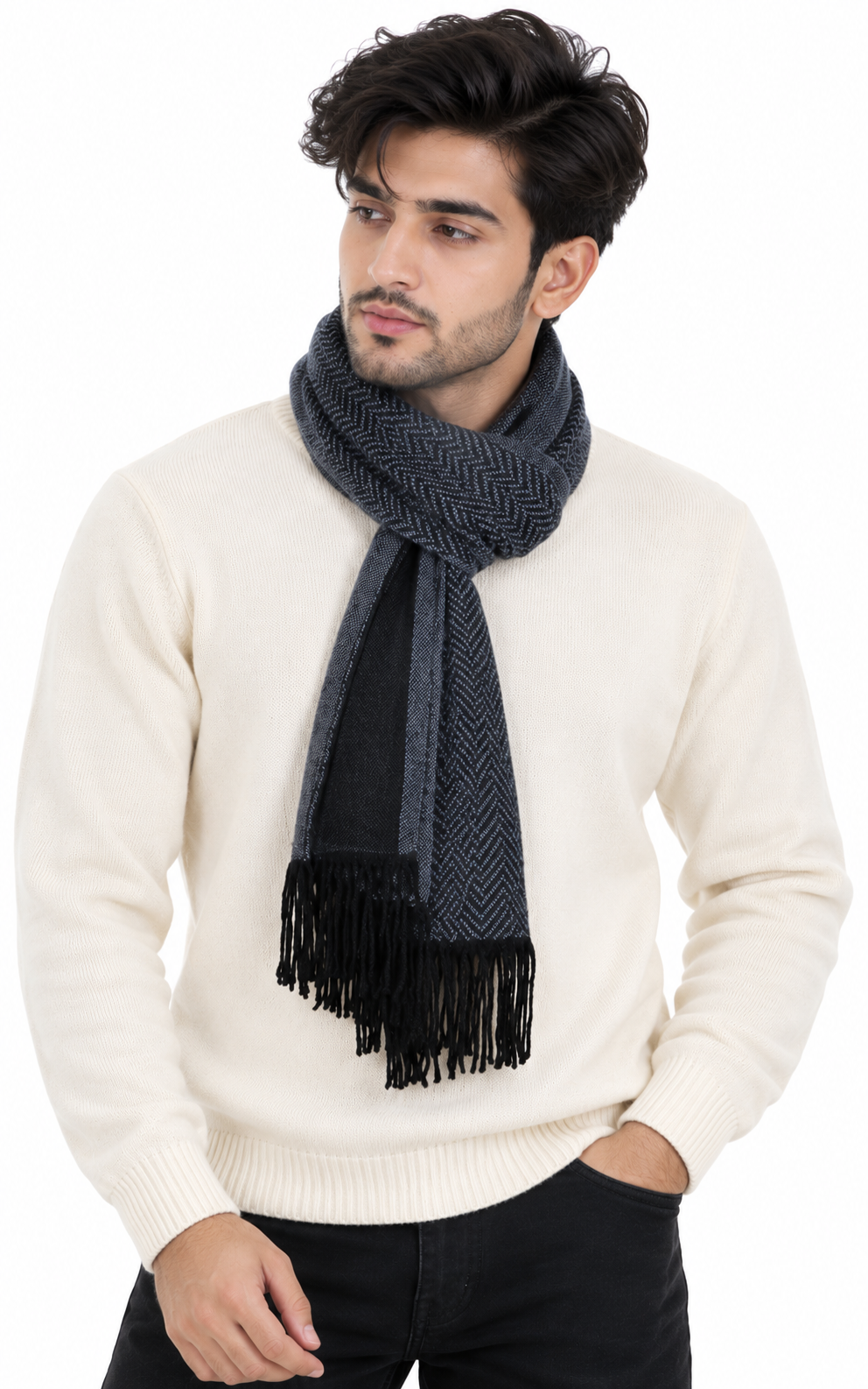 Woolen plain Muffler- Navy | Amoldo