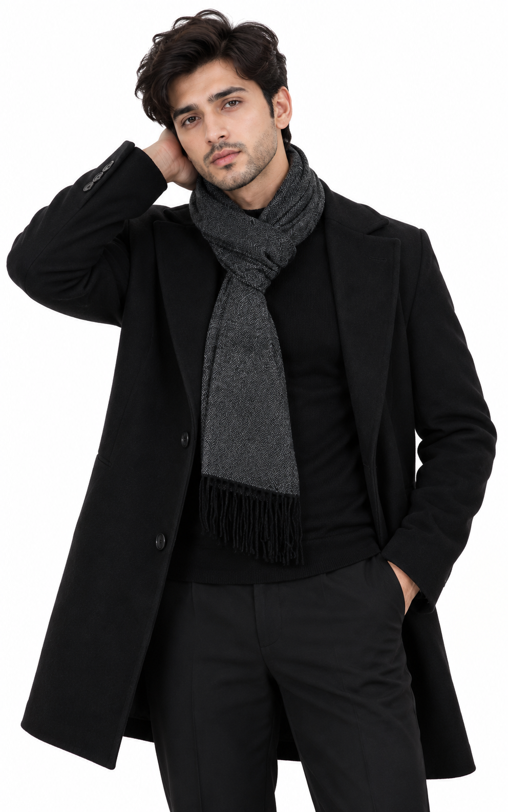 Woolen plain Muffler- Black | Amoldo