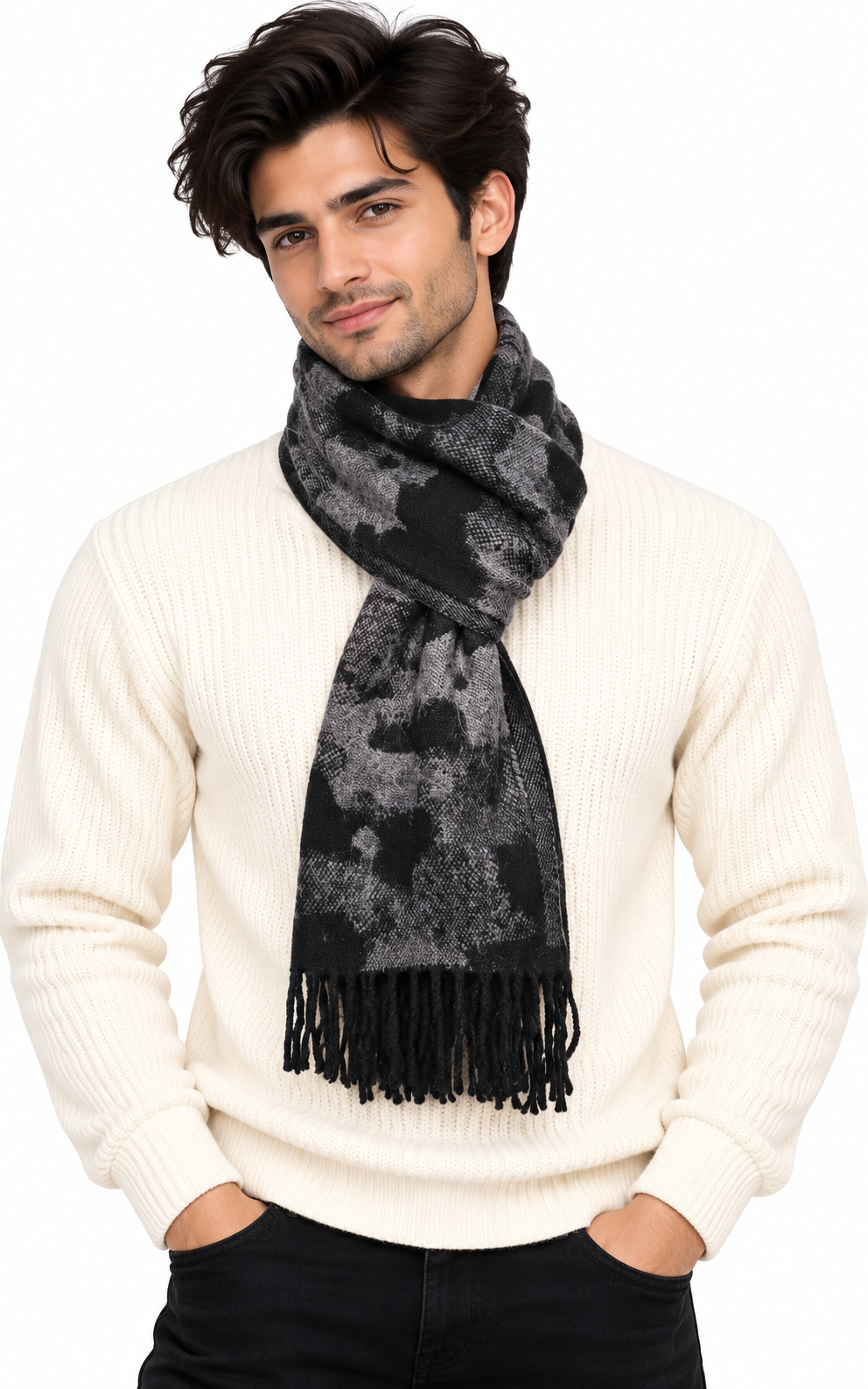 Woolen Winter Muffler - Navy | Amoldo