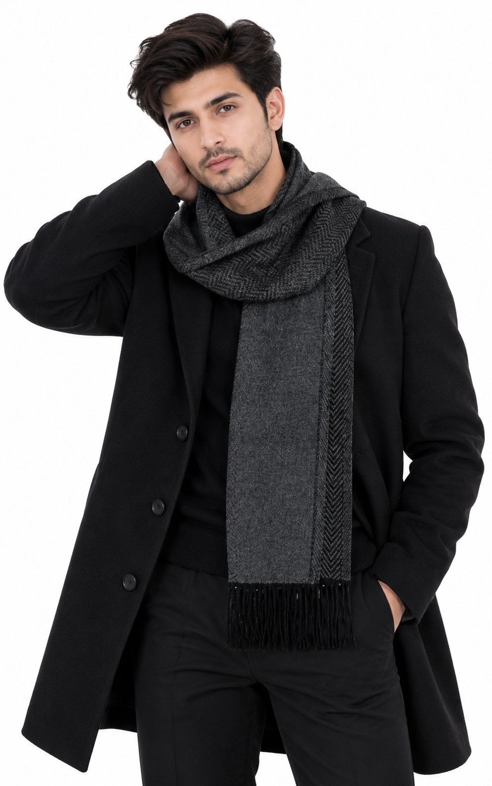 Woolen plain Muffler- Black | Amoldo