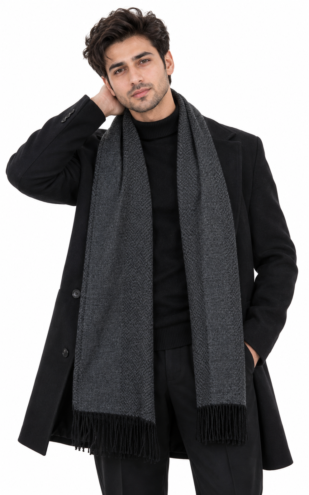 Woolen plain Muffler- Black | Amoldo