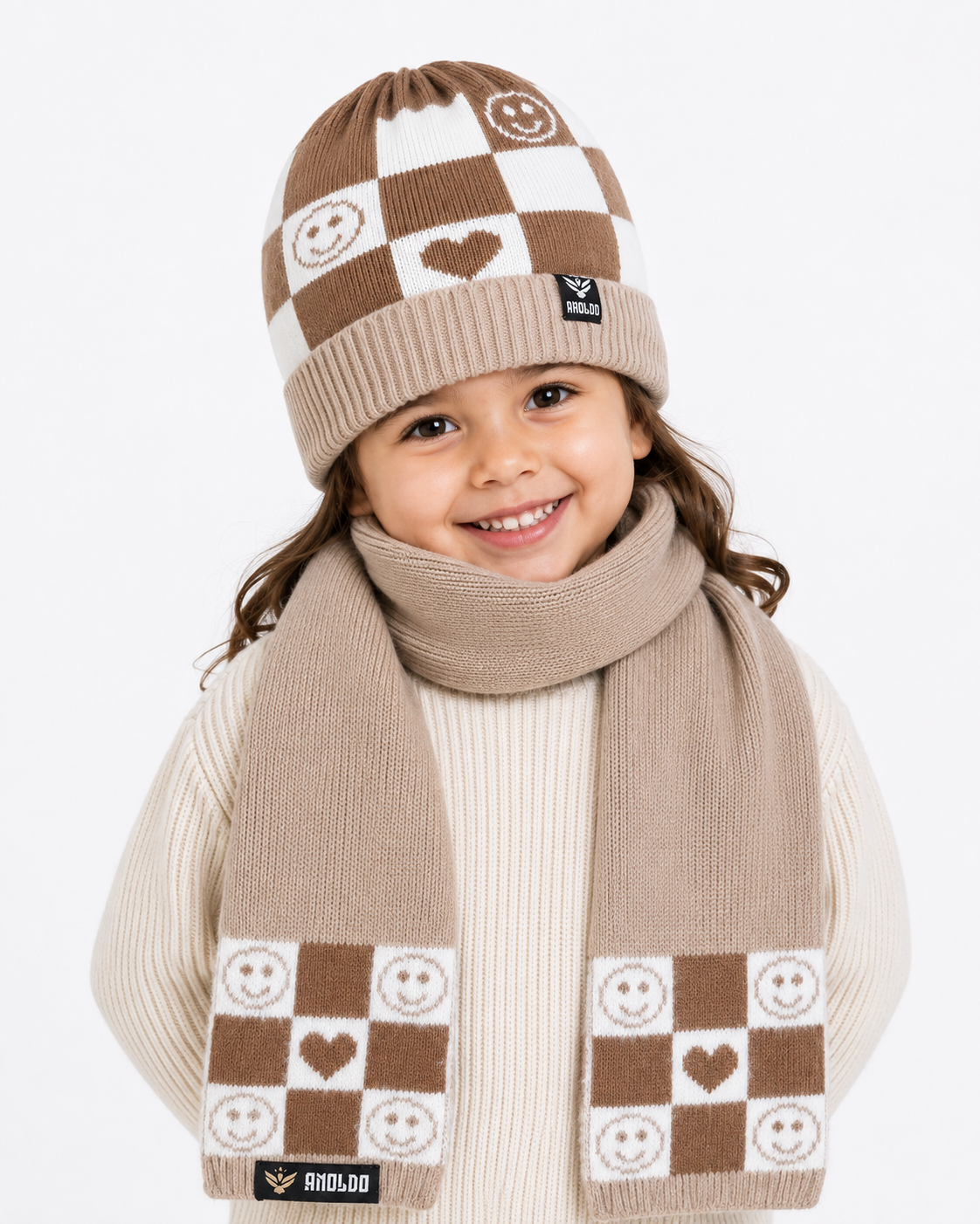 AMOLDO Kids Knitted Beanie Cap & Muffler Set | Winter Cap & Scarf