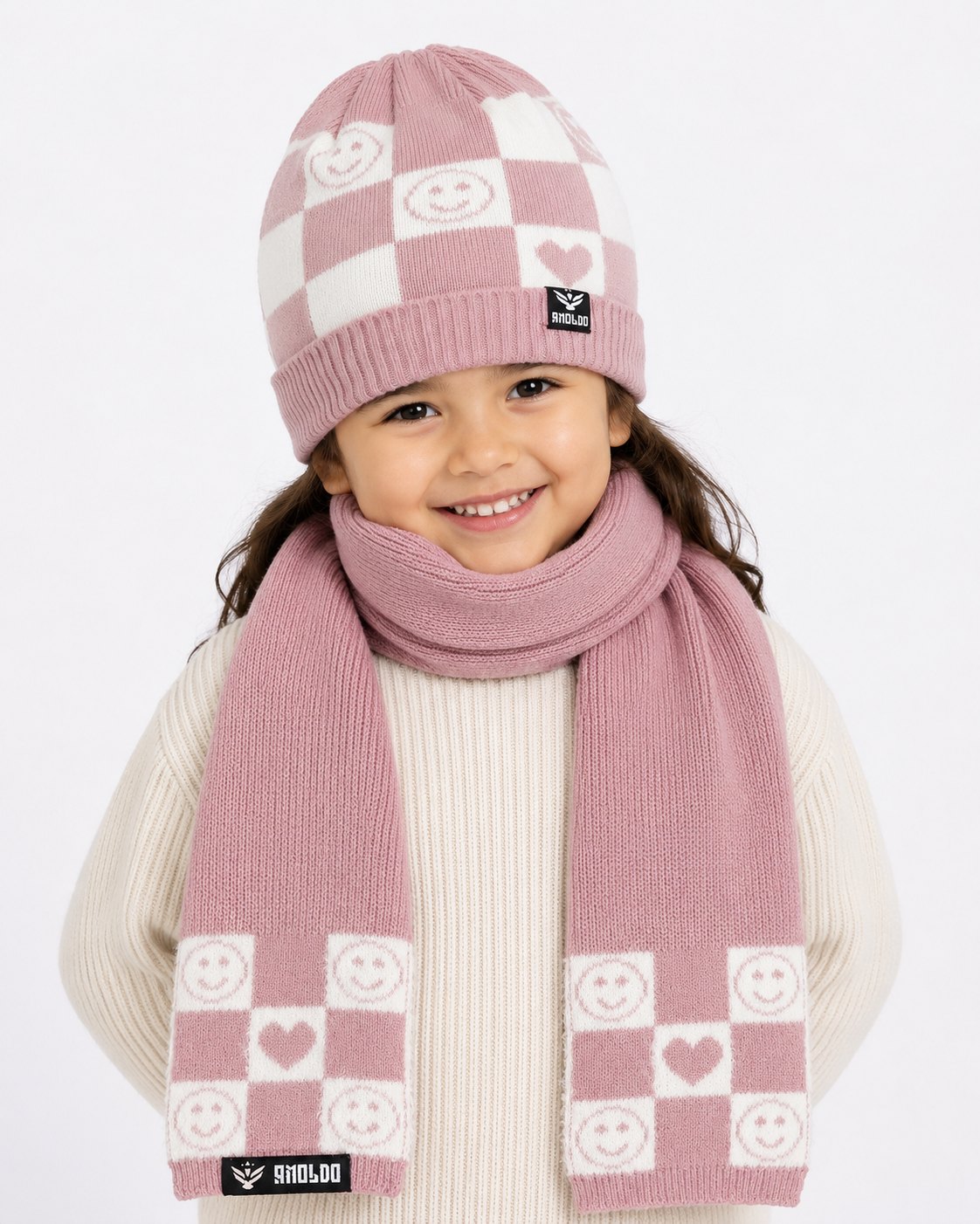AMOLDO Kids Knitted Beanie Cap & Muffler Set | Winter Cap & Scarf