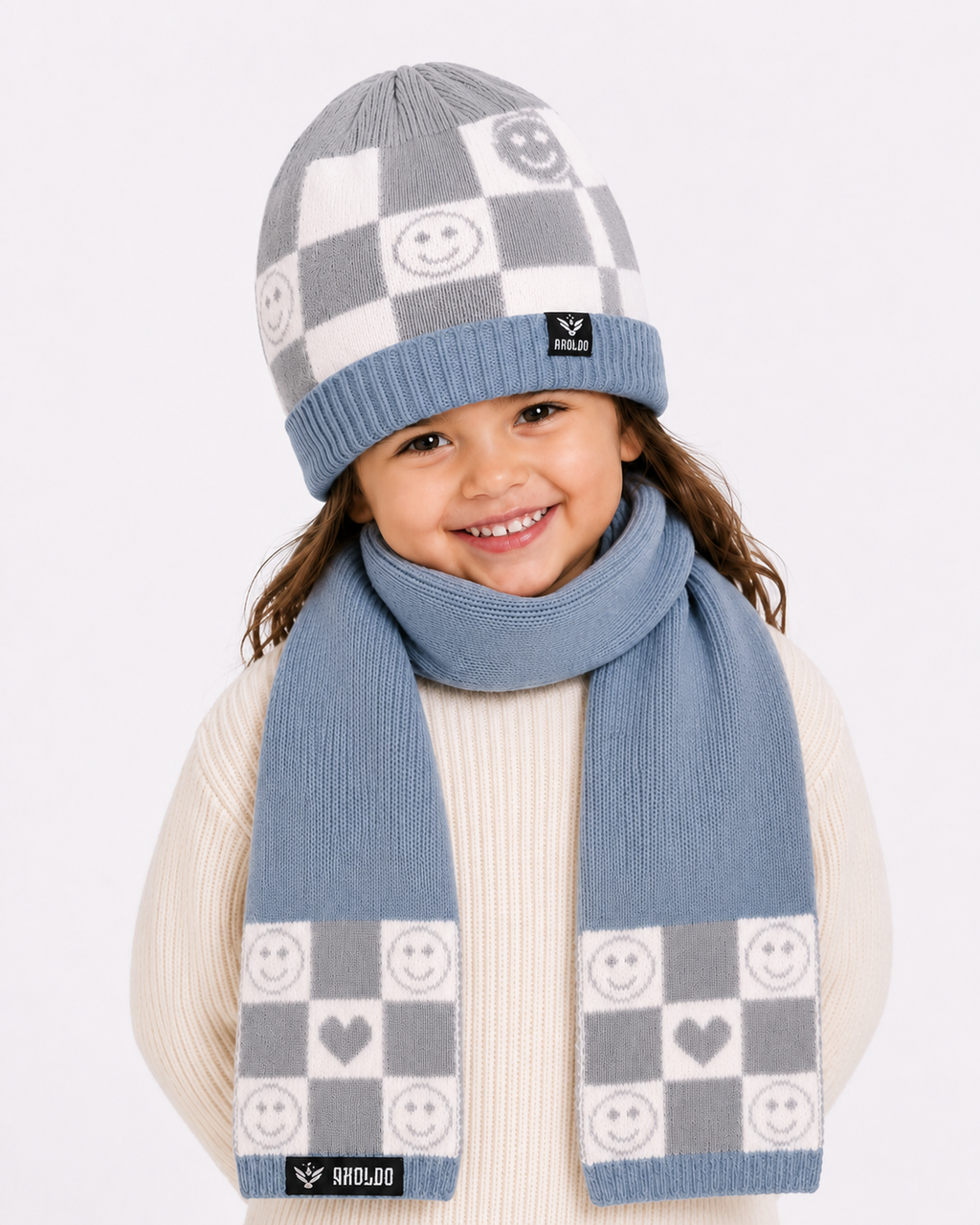 AMOLDO Kids Knitted Beanie Cap & Muffler Set | Winter Cap & Scarf