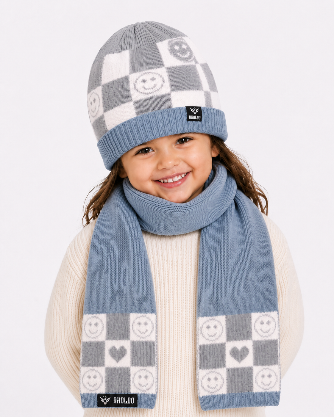 AMOLDO Kids Knitted Beanie Cap & Muffler Set | Winter Cap & Scarf