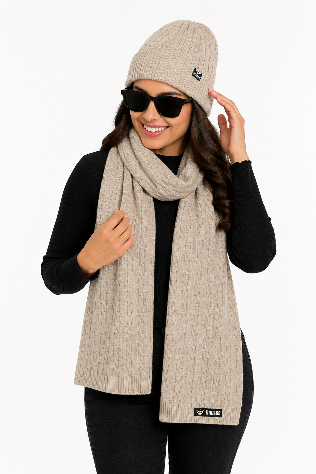 AMOLDO Unisex Woolen Beanie Cap & Muffler Winter Set