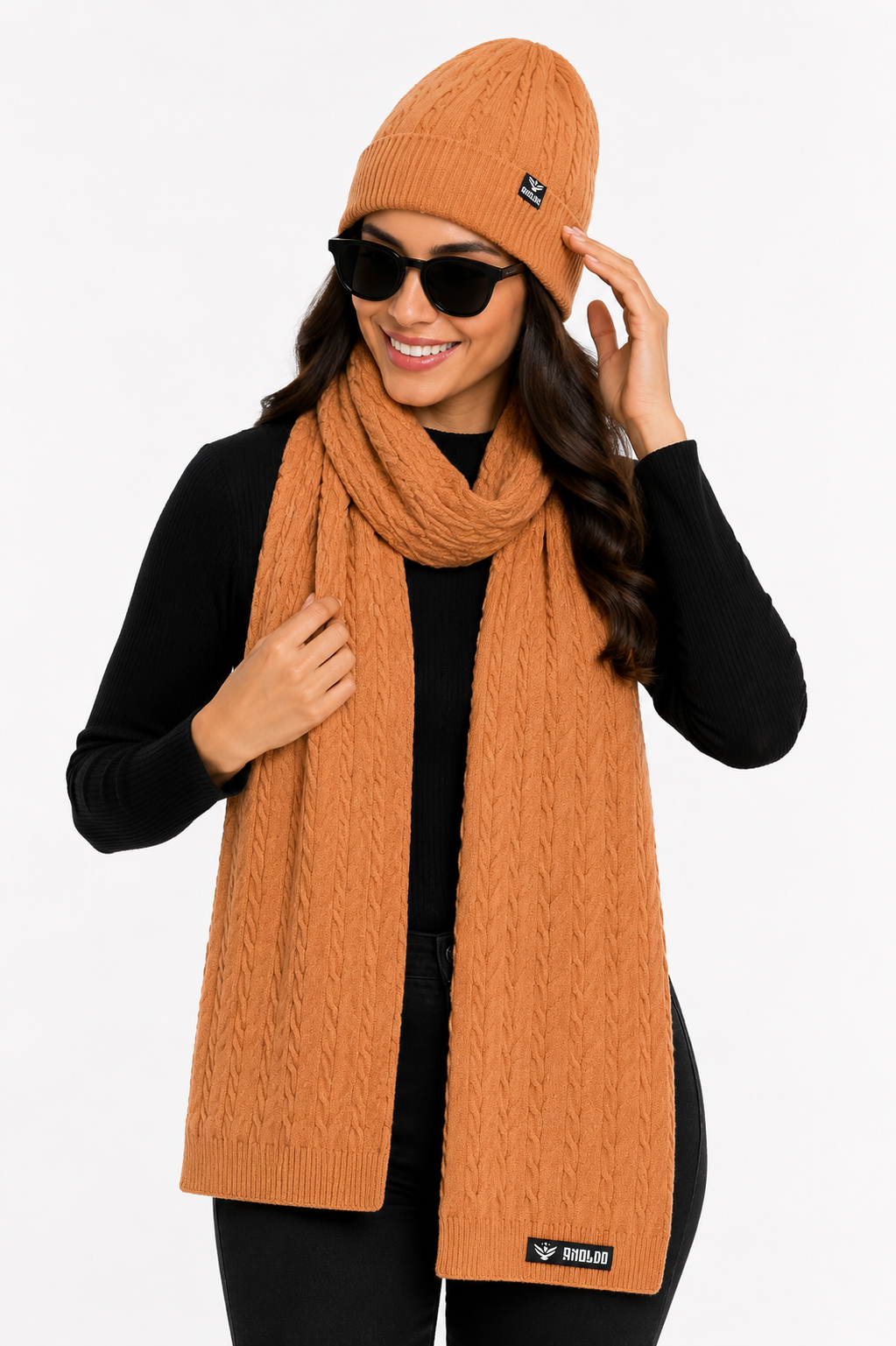 AMOLDO Unisex Woolen Beanie Cap & Muffler Winter Set