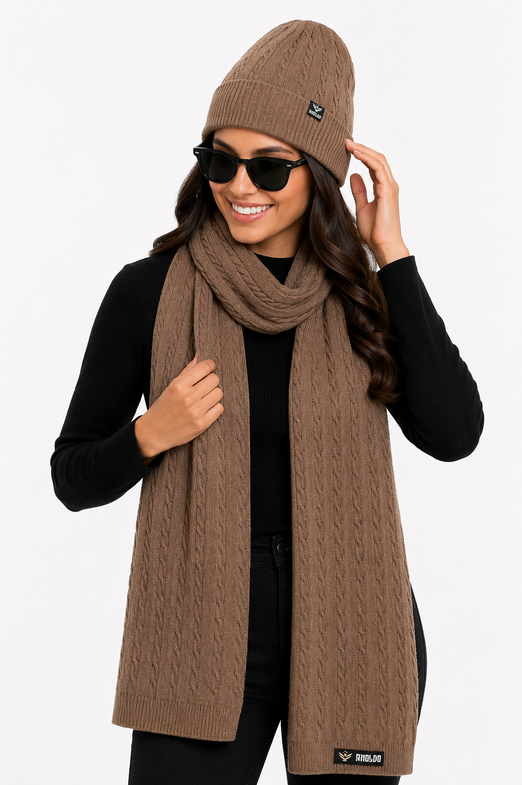 AMOLDO Unisex Woolen Beanie Cap & Muffler Winter Set